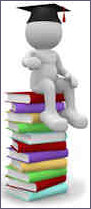 Effigy sitting on a stack of books