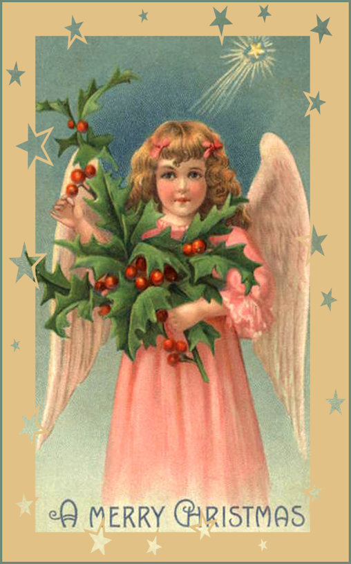 Christmas Angel with holly
