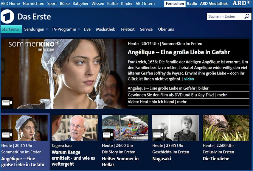 Swiss German Cable TV showing Angelique the Film