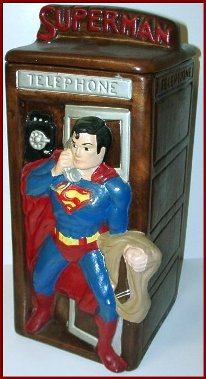 Superman emeerging from Kiosk