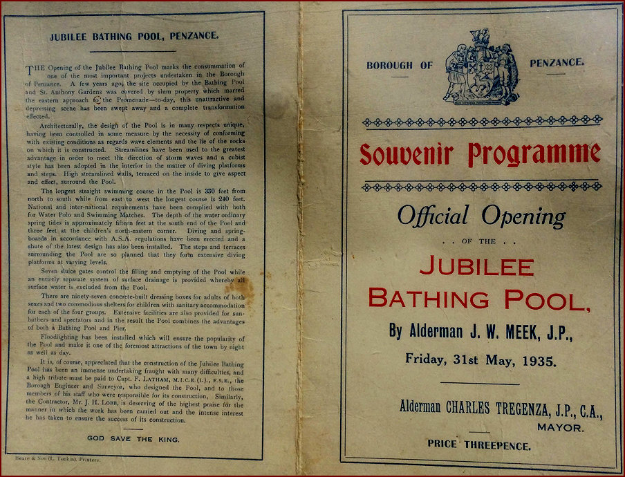 Souvenir programme Jubilee Pool opening 1935