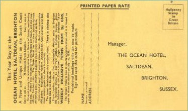 Ocean Hotel Tariffs postcard
