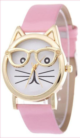 Pink Strap Cat Watch