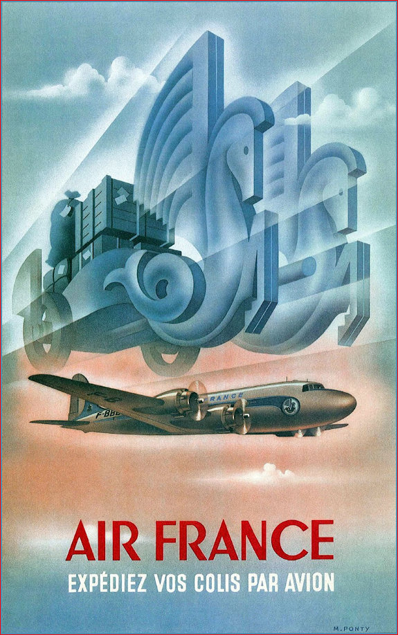 Max Ponty designed travel poster for Air France
