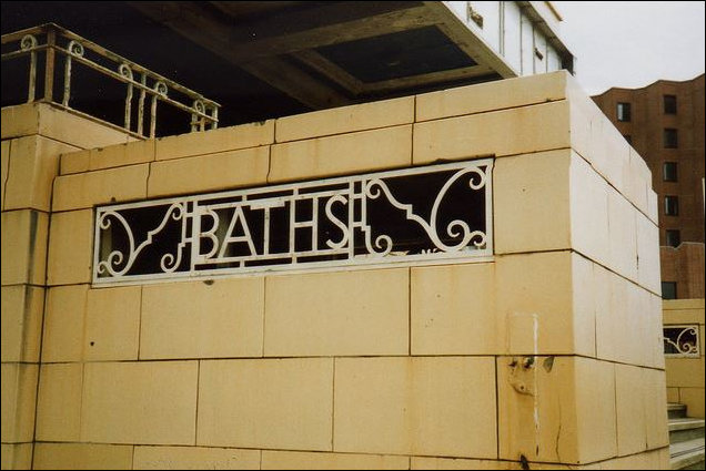 Wrought iron detail at the entrance to the baths
