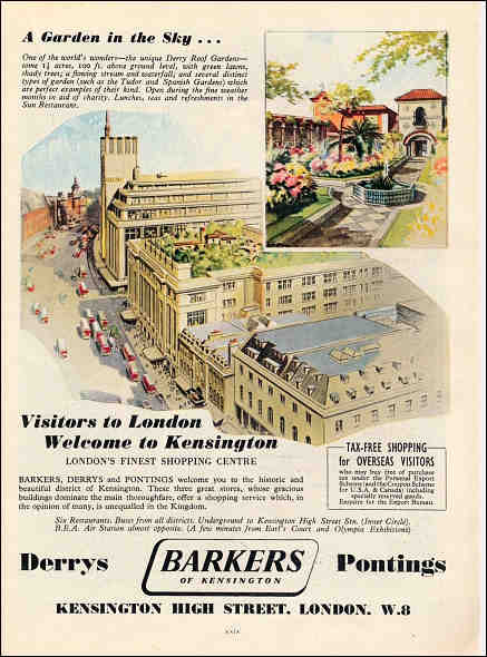 Advertisement for Derry and Toms and the Roof gardens