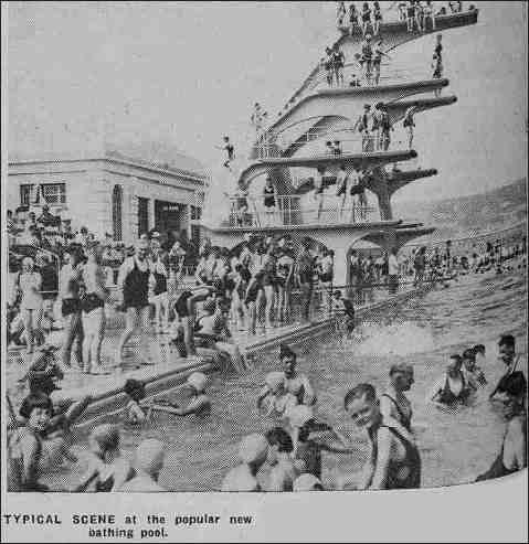 Image of people enjoying the swimming pool in September 1937