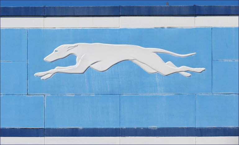 Greyhound logo in ceramic times