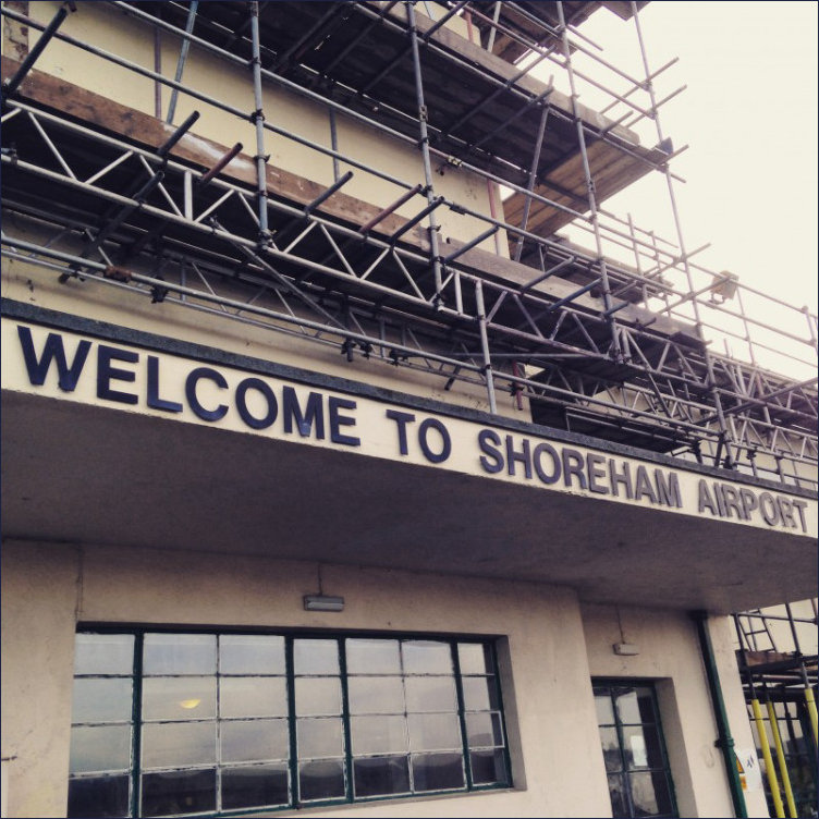 Welcome to Shoreham Airport under scaffolding