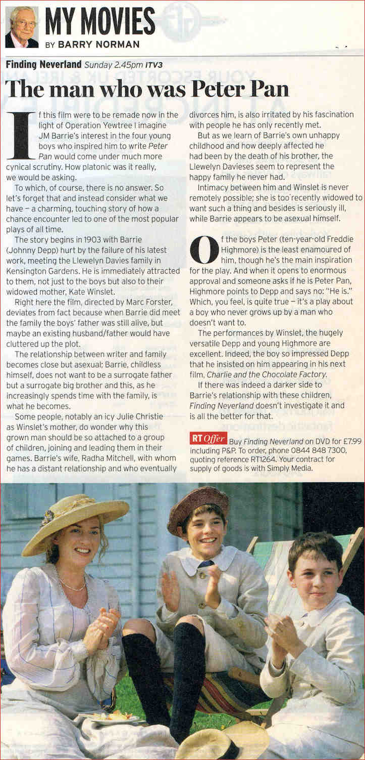 Barry Norman Radio Times Review of Finding Neverland