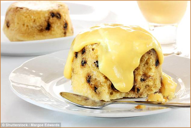 Spotted Dick Pudding and Custard