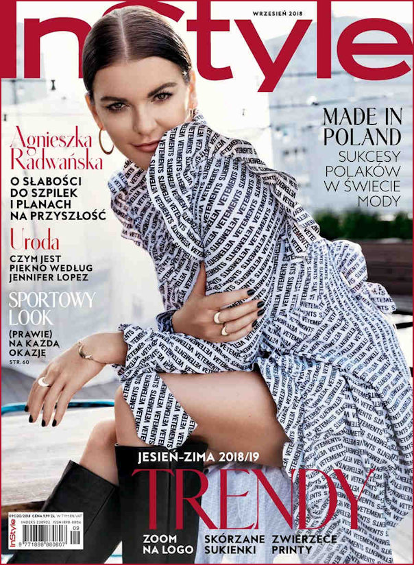 Cover of InStyle September 2018 issue featuring Agnieszka Radwanska