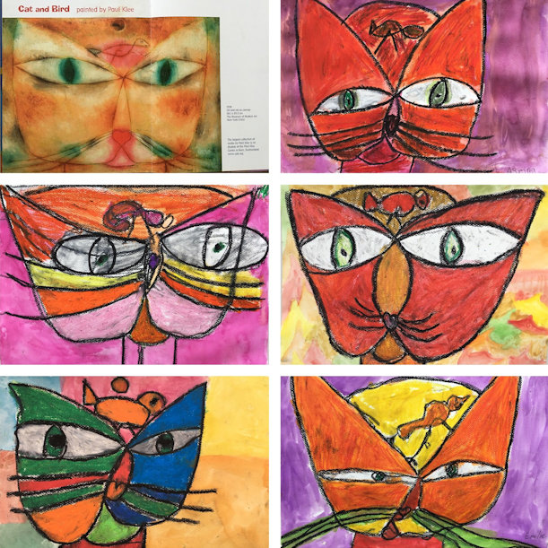 A compilation of cats by Paul Klee