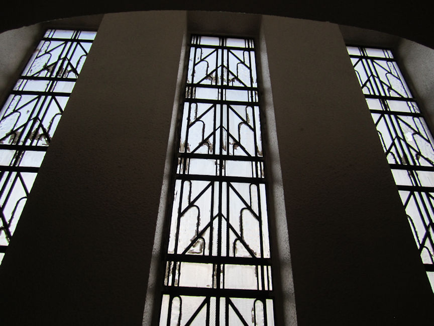 Solitary window design on the interior stairwell