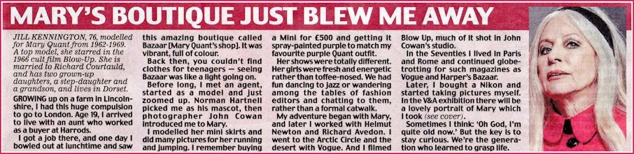 Jill Kennington article about working for Mary Quant