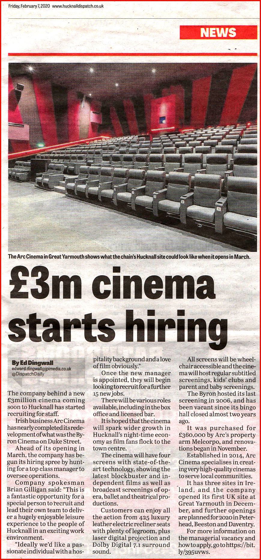 Buron starts hiring cinema staff