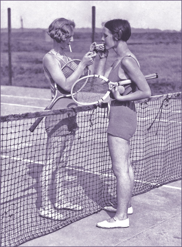 Two girls lighting up on court