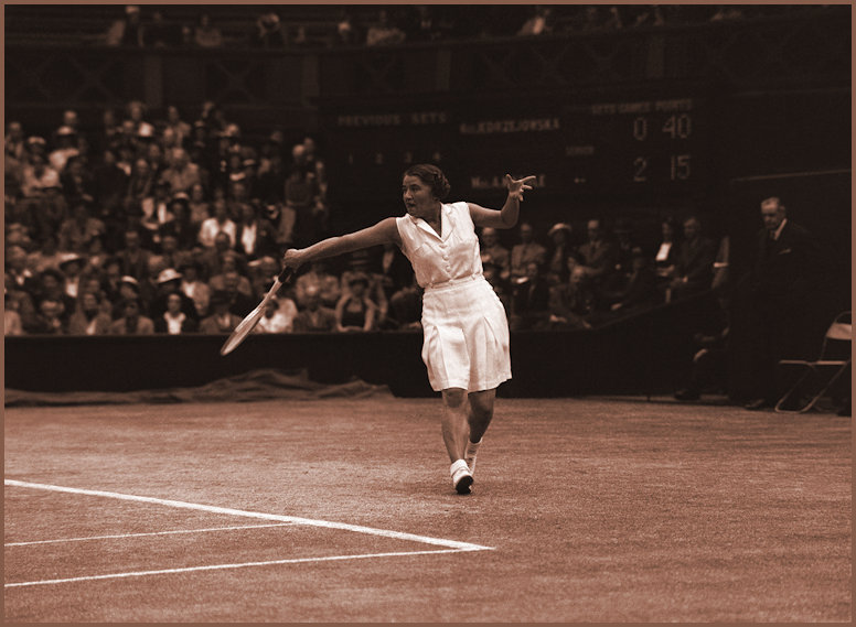 JJ in action in the 1937 Ladies Wimbledon Final