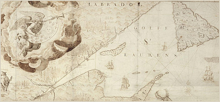 Map detailing the Gulf of St Lawrence and Newfoundland