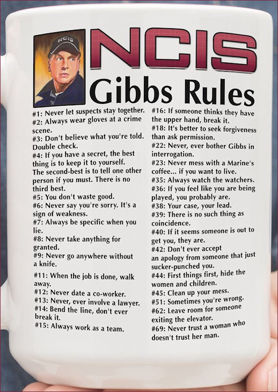 Gibbs Rules on a Mug