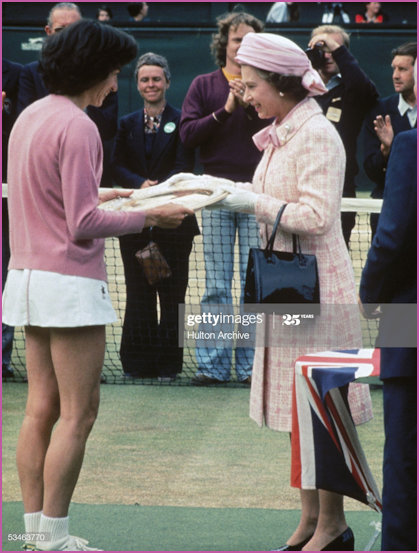 Virginia Wade presented with the Dish at Wimbledon 1977