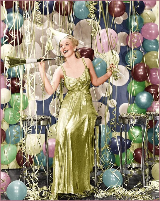1930s Film Starlet partying colourised