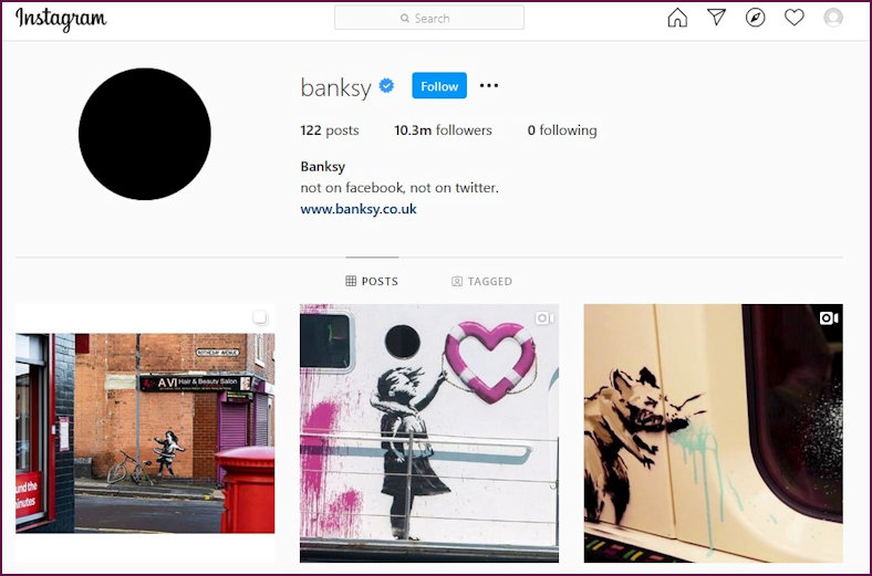 Banksy Instagram account confirming the original hula girl is one of his own