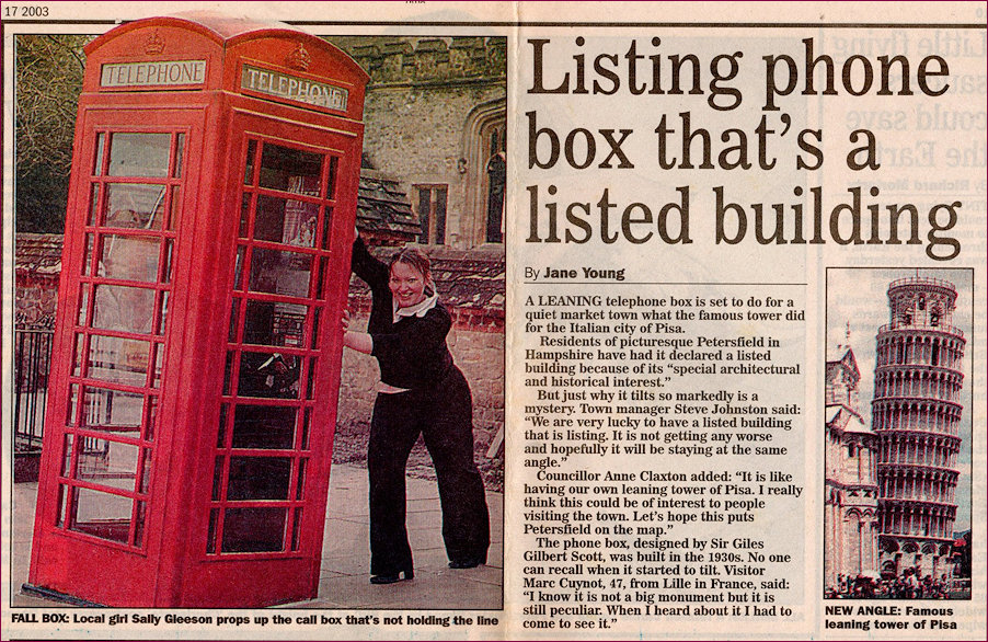 Listing Telephone Kiosk in Petersfield 2003