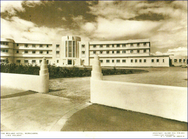 Midland Hotel and car park entrance from the road